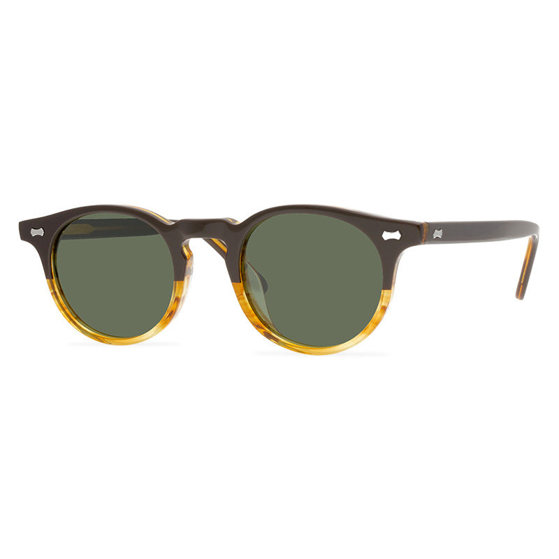 Fashion New Rivets Sunglasses Retro Stylish Polarized UV400 Sunglasses Internet Influencer Street Snap Round Frame Sun Glasses - eyeshions