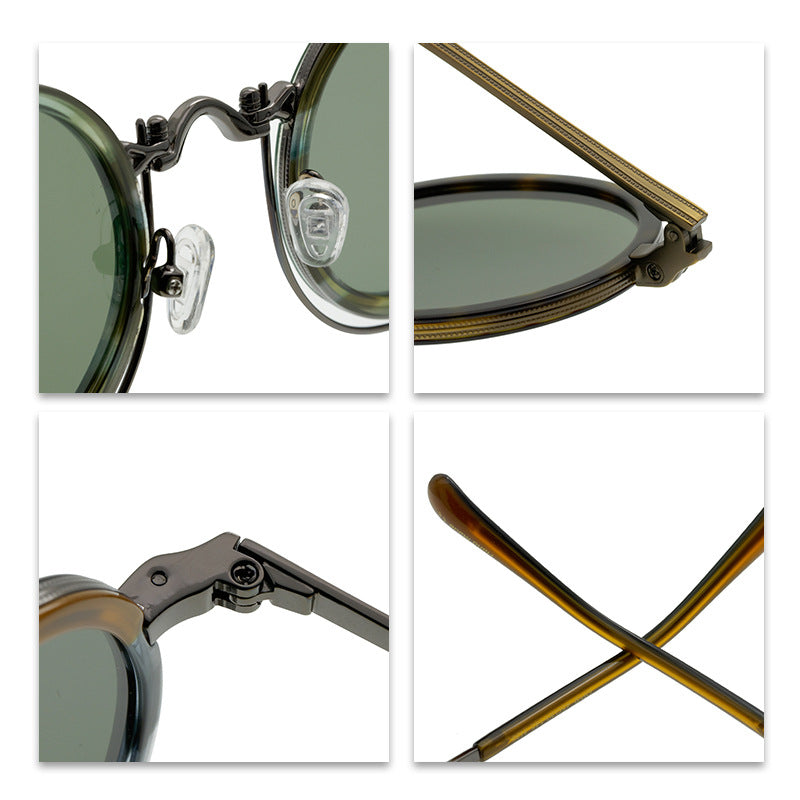 New Men'S Round Retro Polarized Sunglasses Artistic Republic Of China Style Glasses Women'S Full Rim Frame Sunglasses Fashion - eyeshions
