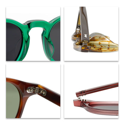 Fashion New Rivets Sunglasses Retro Stylish Polarized UV400 Sunglasses Internet Influencer Street Snap Round Frame Sun Glasses - eyeshions