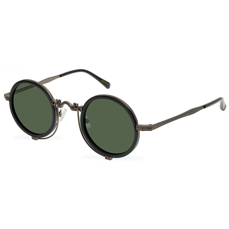 New Men'S Round Retro Polarized Sunglasses Artistic Republic Of China Style Glasses Women'S Full Rim Frame Sunglasses Fashion - eyeshions